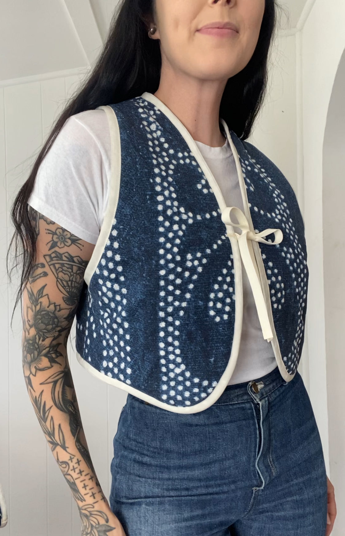 Upcycled Tie-Front Vest