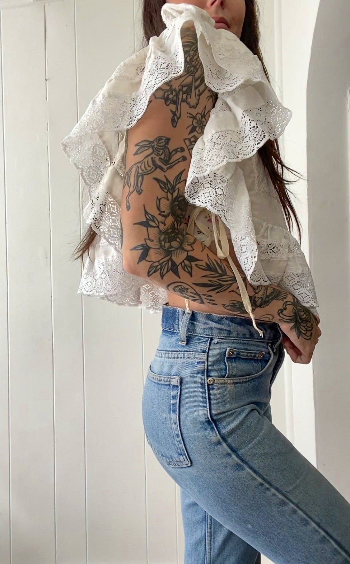 Upcycled Vintage Side Tie Vest