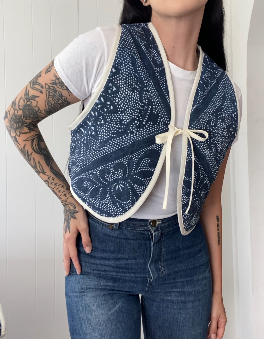 Upcycled Tie-Front Vest