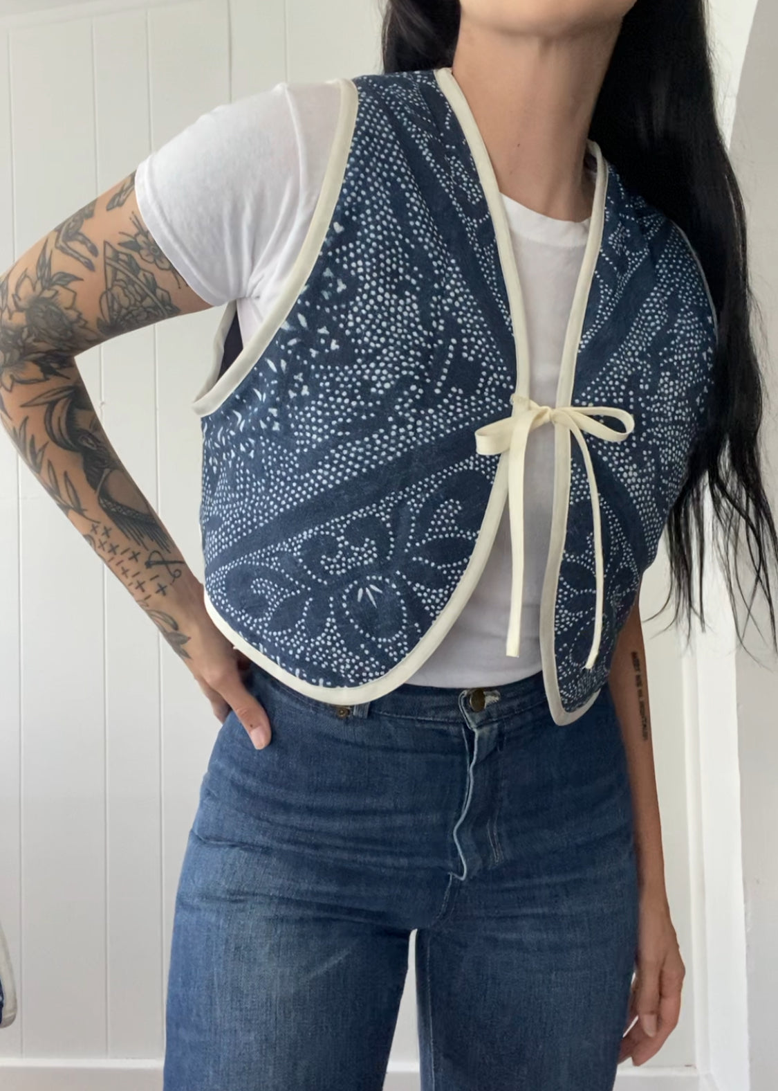 Upcycled Tie-Front Vest