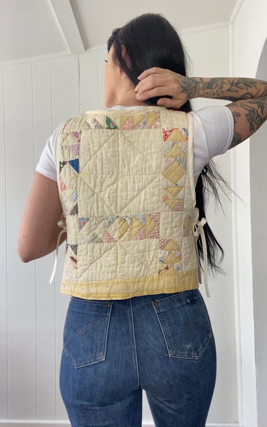 Upcycled Vintage Side Tie Quilt Vest