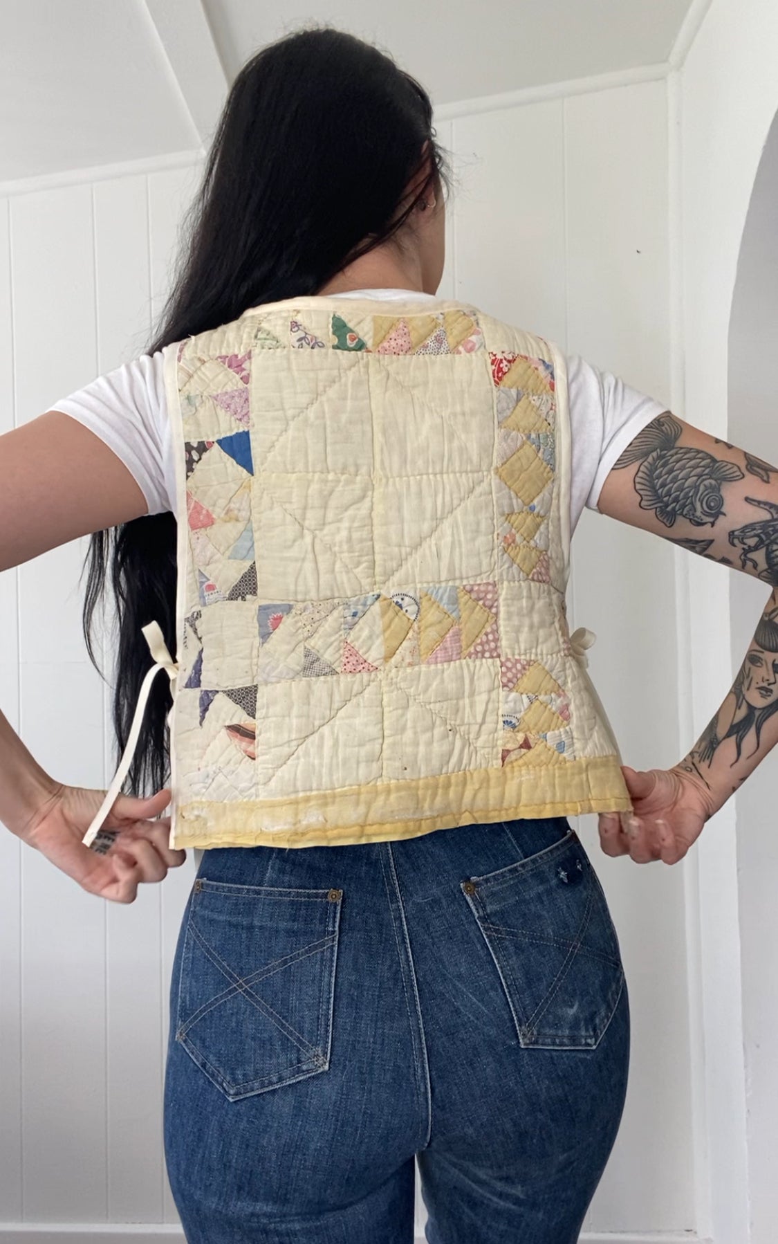 Upcycled Vintage Side Tie Quilt Vest