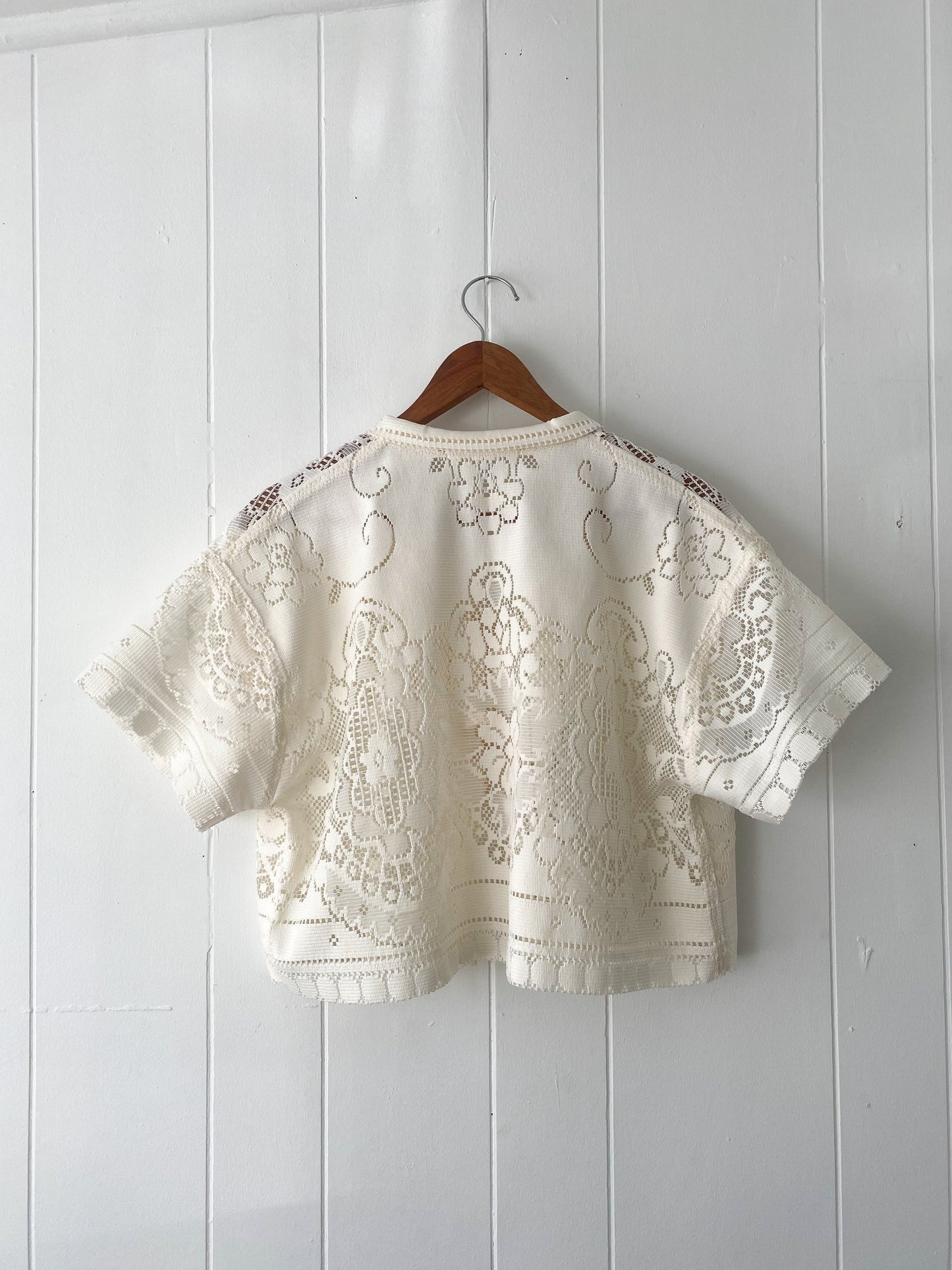 Upcycled Tie Front Lace Blouse