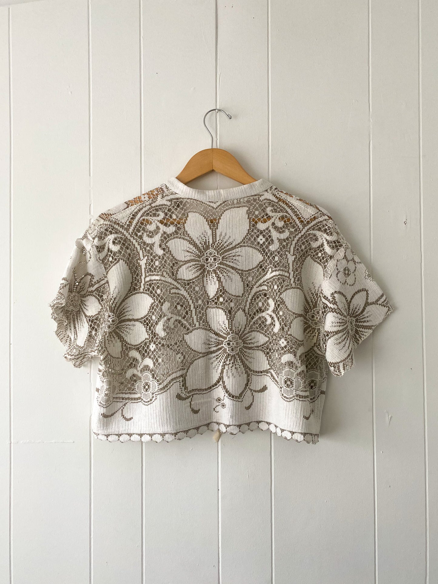 Upcycled Tie Front Lace Blouse