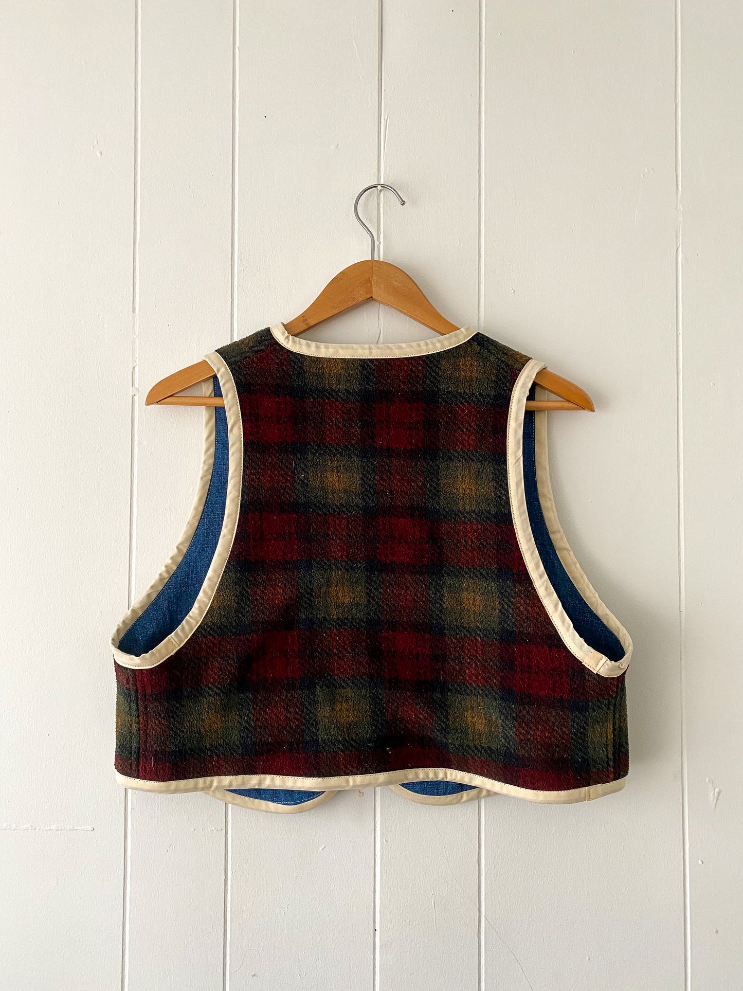 Upcycled Tie-Front Plaid Vest