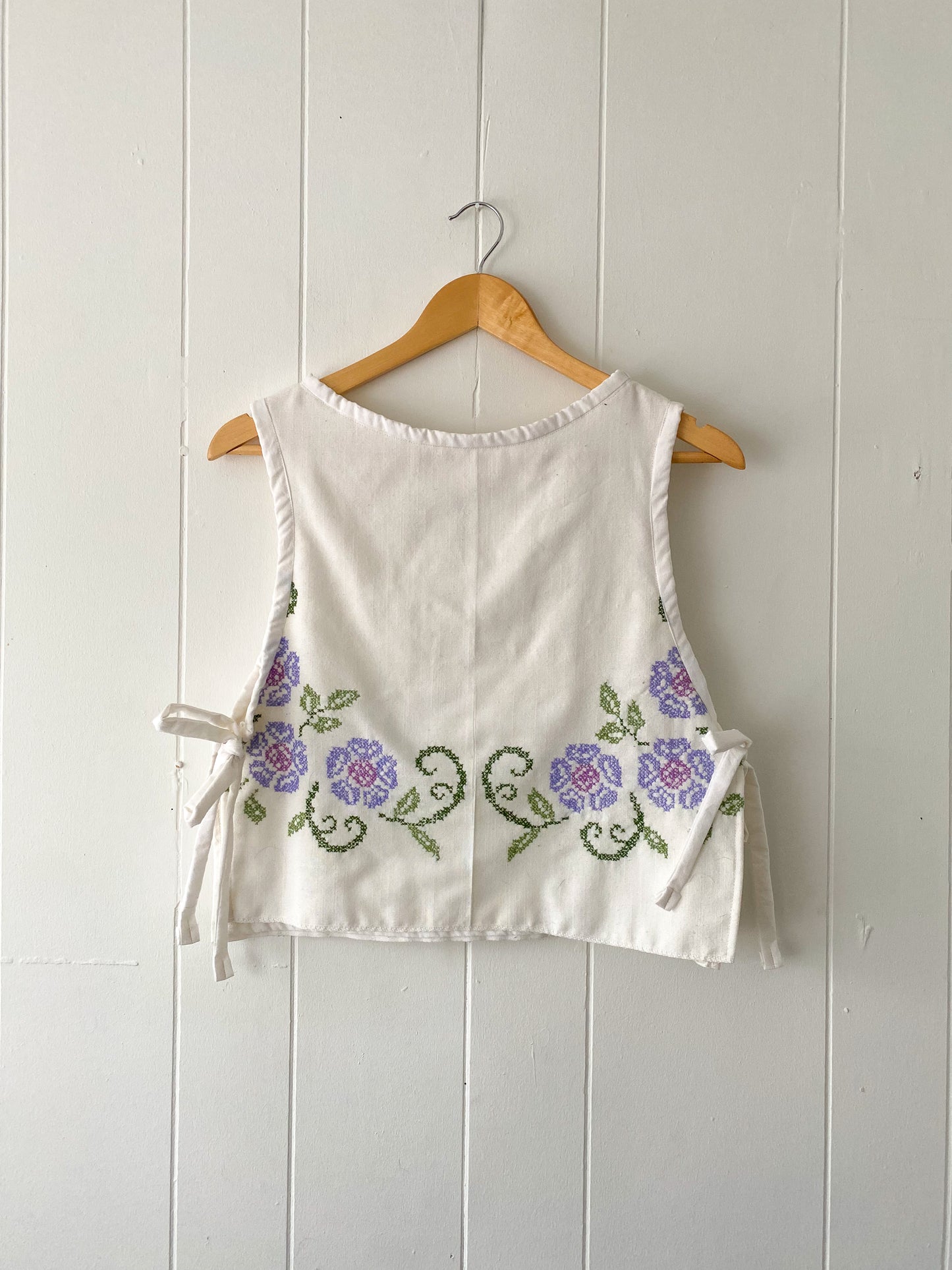 Upcycled Embroidered Side-Tie Tank Top