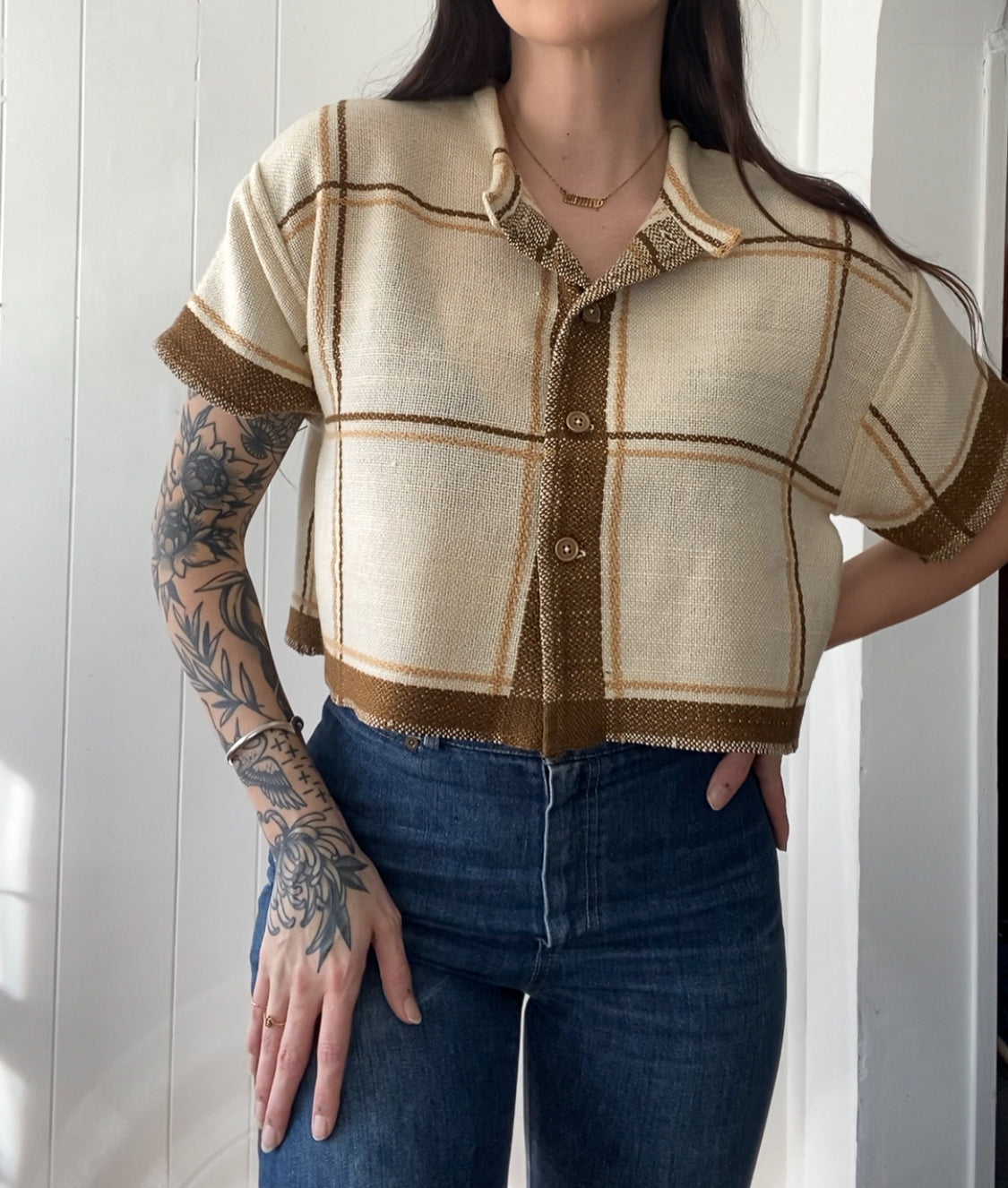 Upcycled Woven Button Up