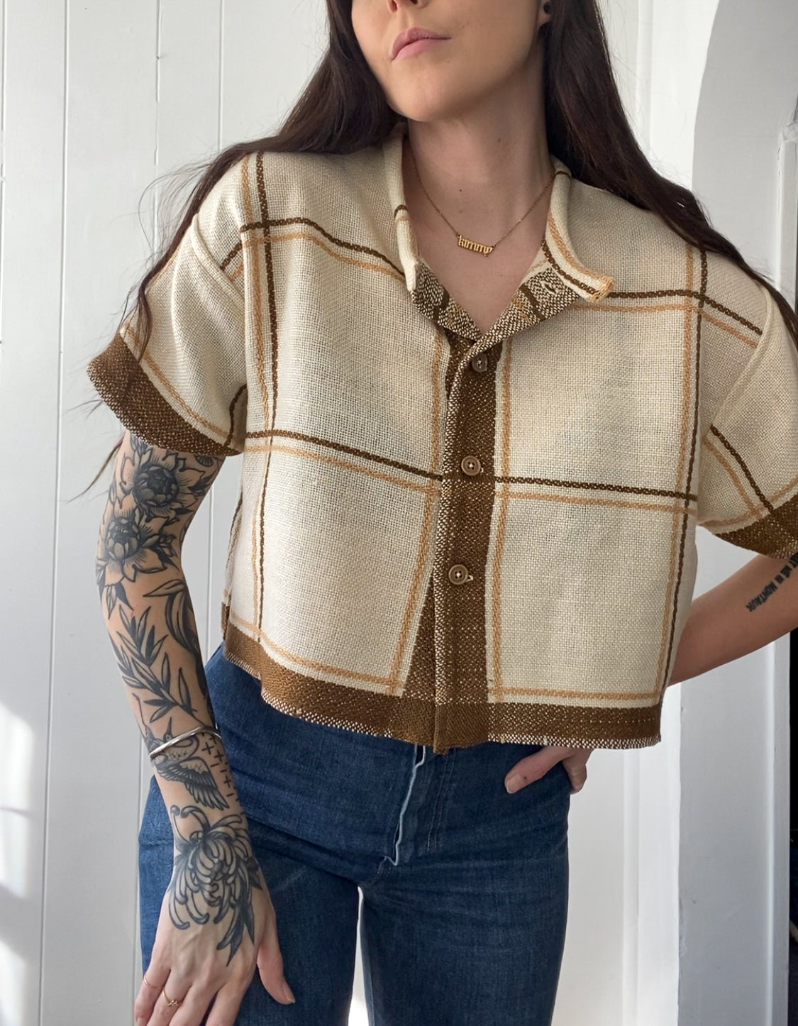 Upcycled Woven Button Up