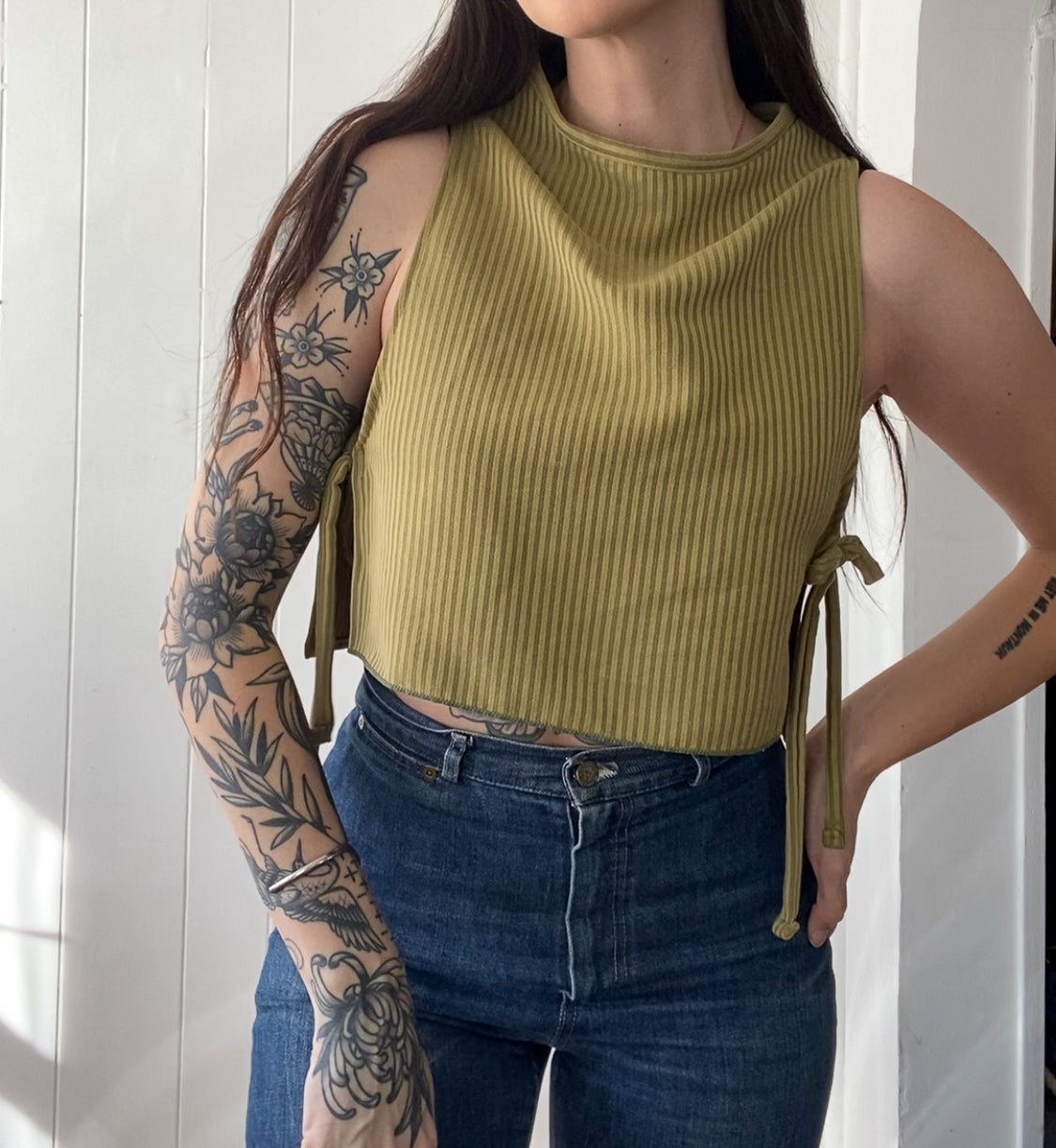 Upcycled Side-Tie Tank Top