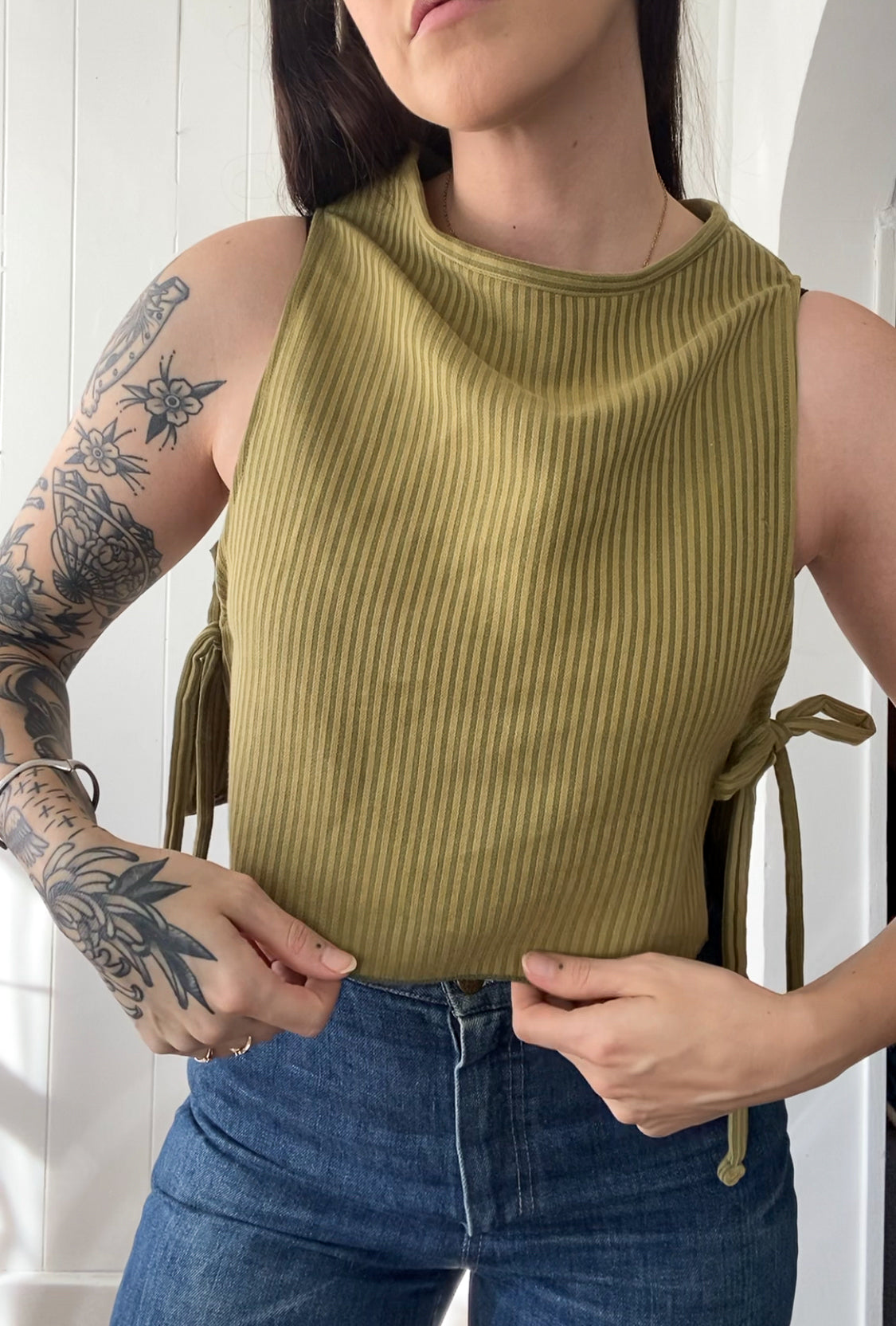 Upcycled Side-Tie Tank Top