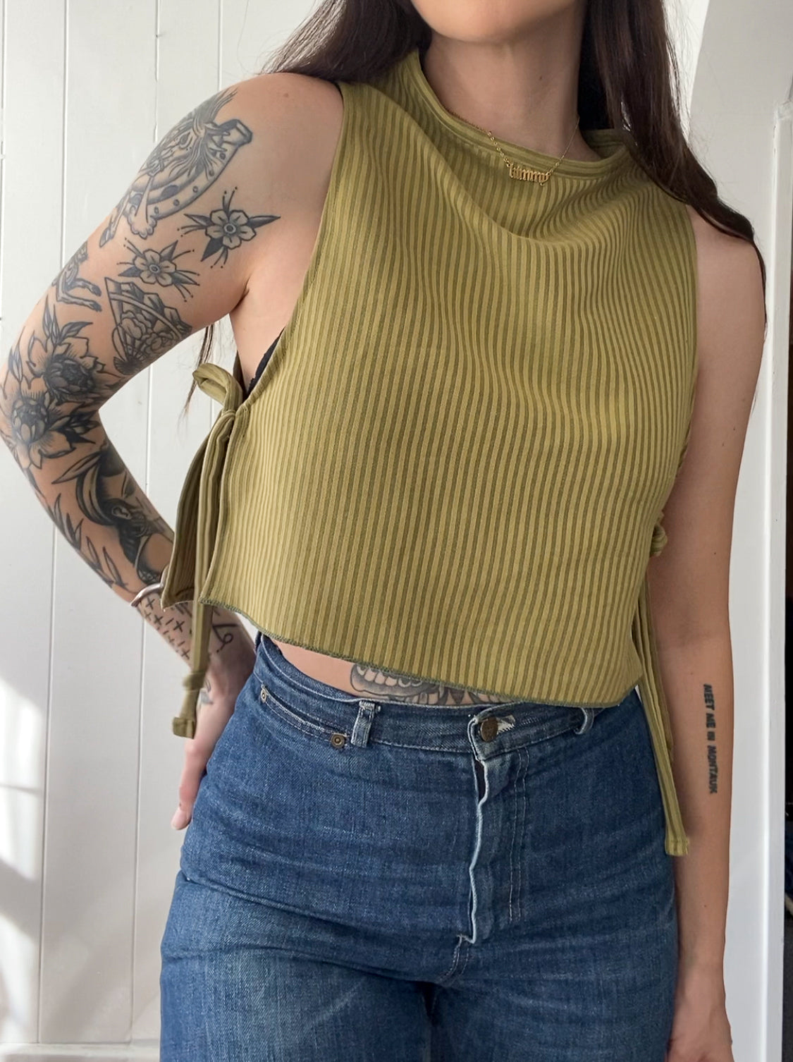 Upcycled Side-Tie Tank Top