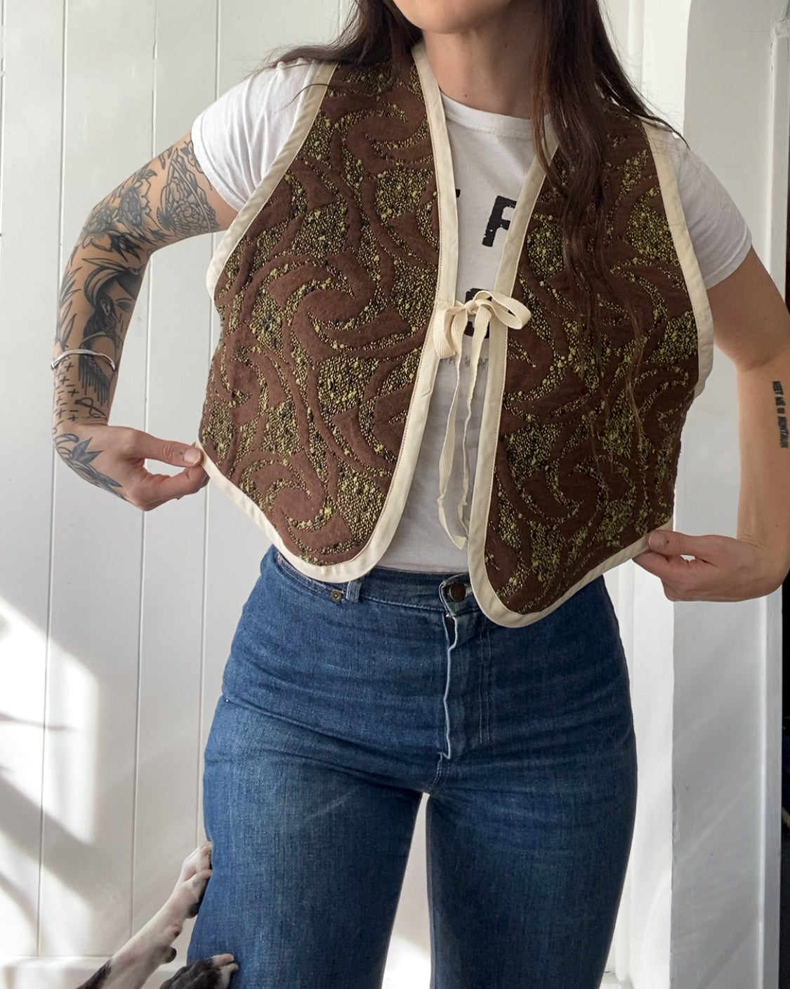 Upcycled Tie-Front Vest