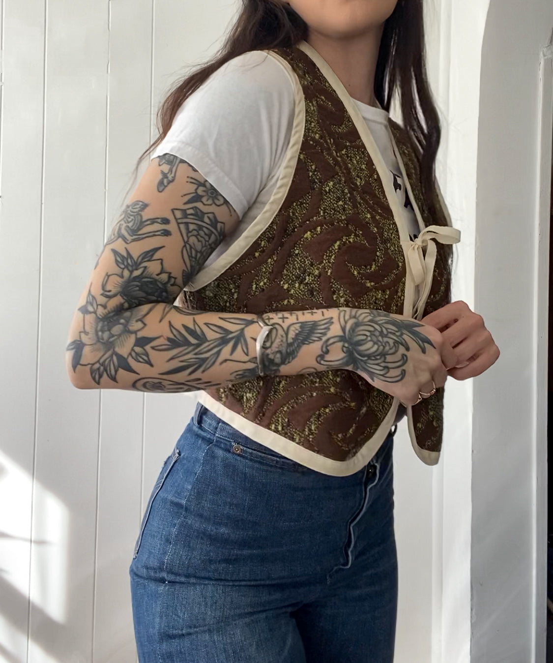 Upcycled Tie-Front Vest