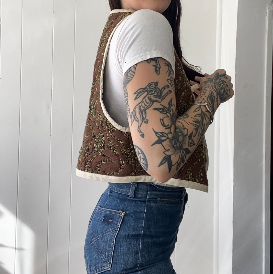 Upcycled Tie-Front Vest