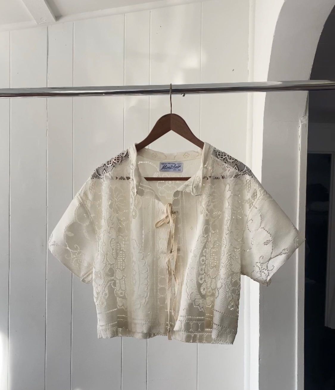 Upcycled Tie Front Lace Blouse