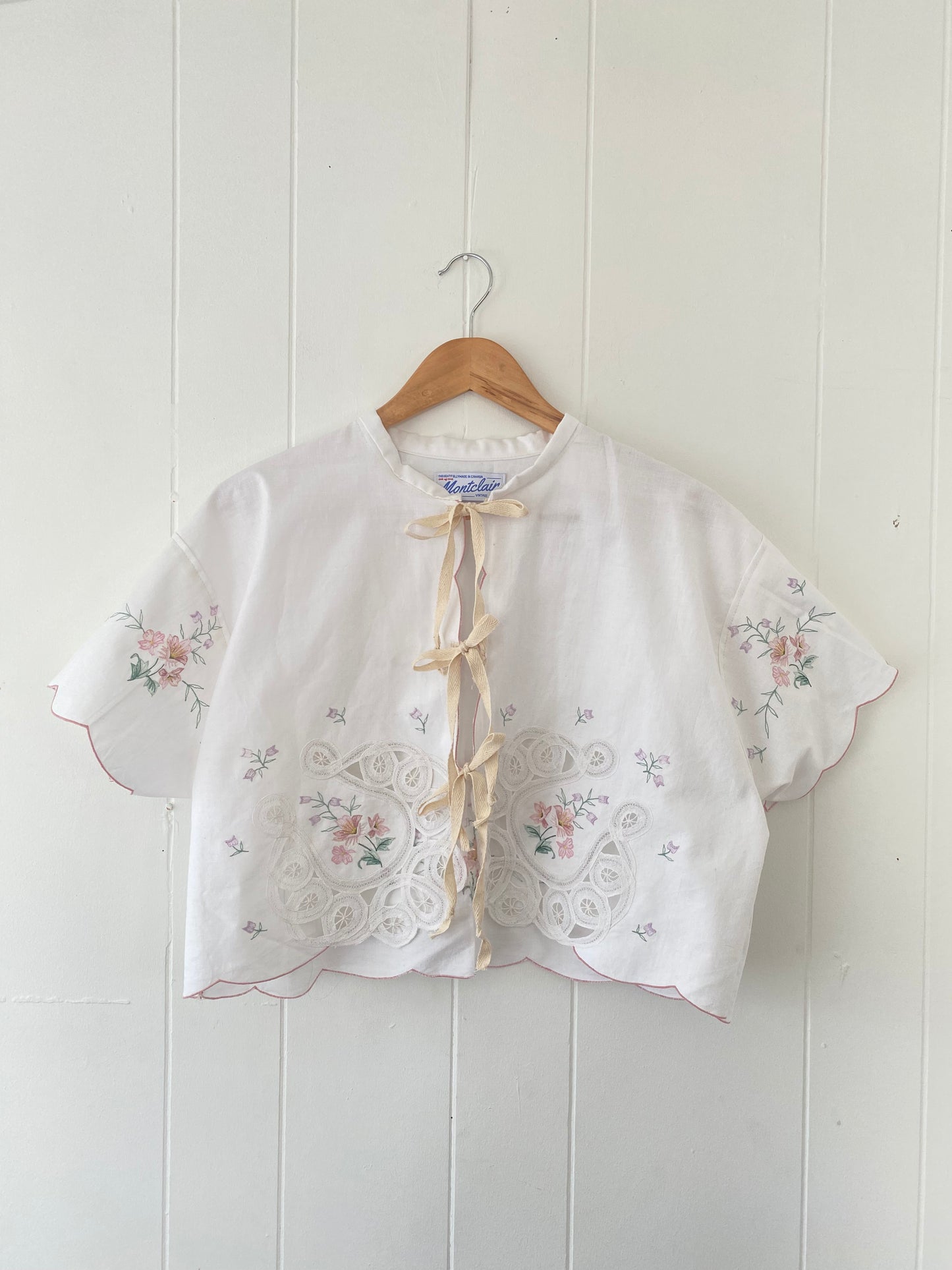 Upcycled Tie Front Horseshoe Blouse