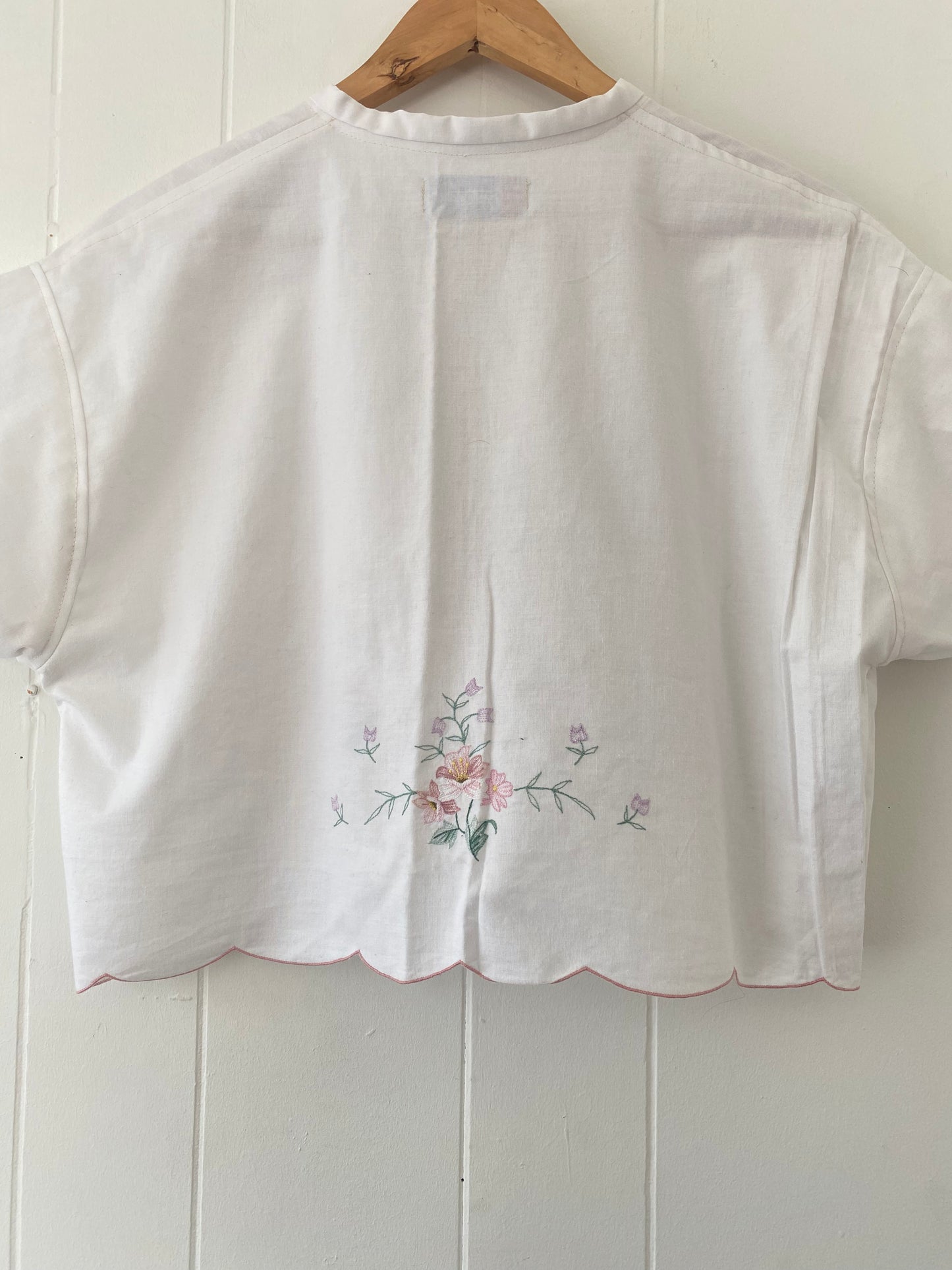 Upcycled Tie Front Horseshoe Blouse
