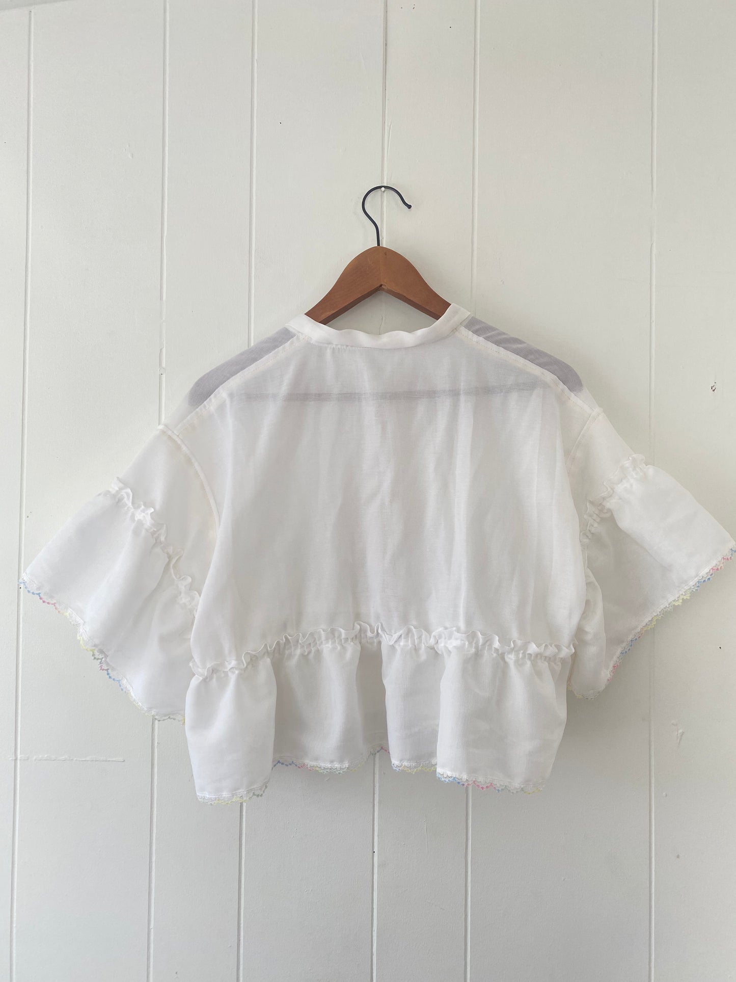 Upcycled Tie Front Blouse (Rainbow Hem!)