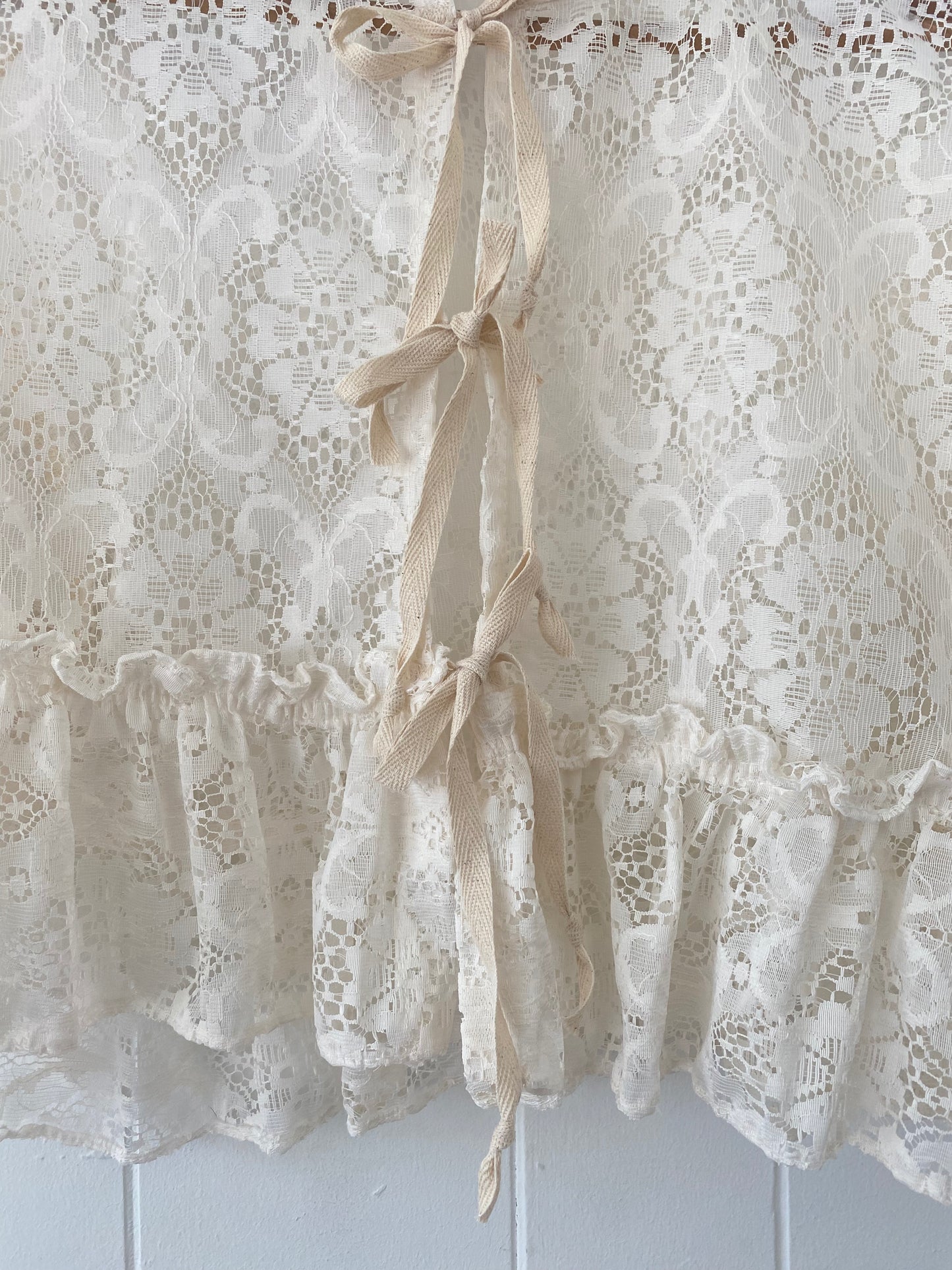 Upcycled Tie Front Lace Blouse