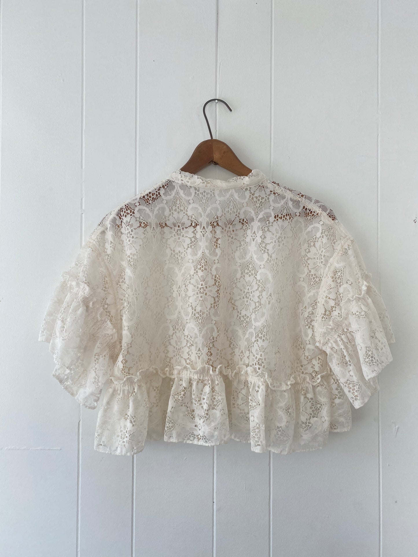 Upcycled Tie Front Lace Blouse