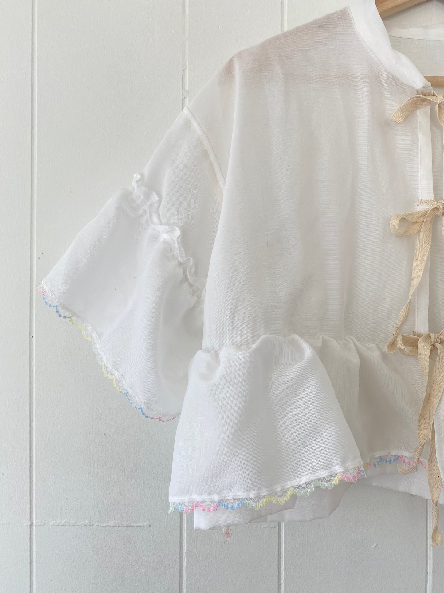 Upcycled Tie Front Blouse (Rainbow Hem!)