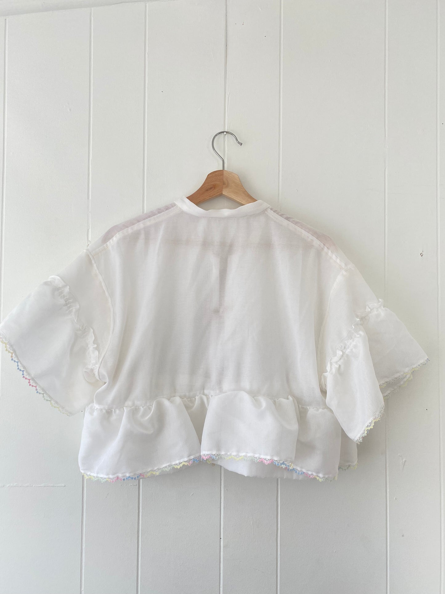 Upcycled Tie Front Blouse (Rainbow Hem!)
