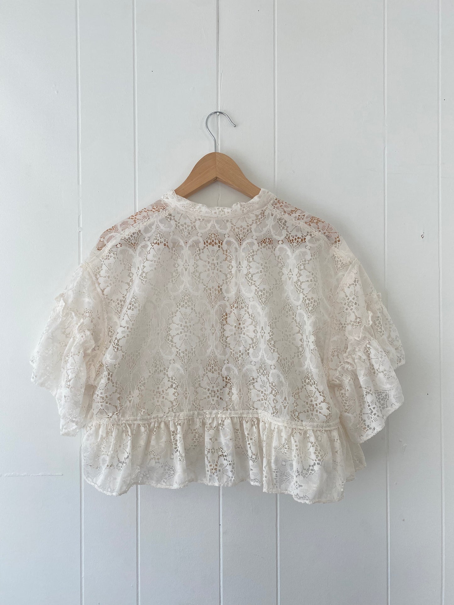 Upcycled Tie Front Lace Blouse