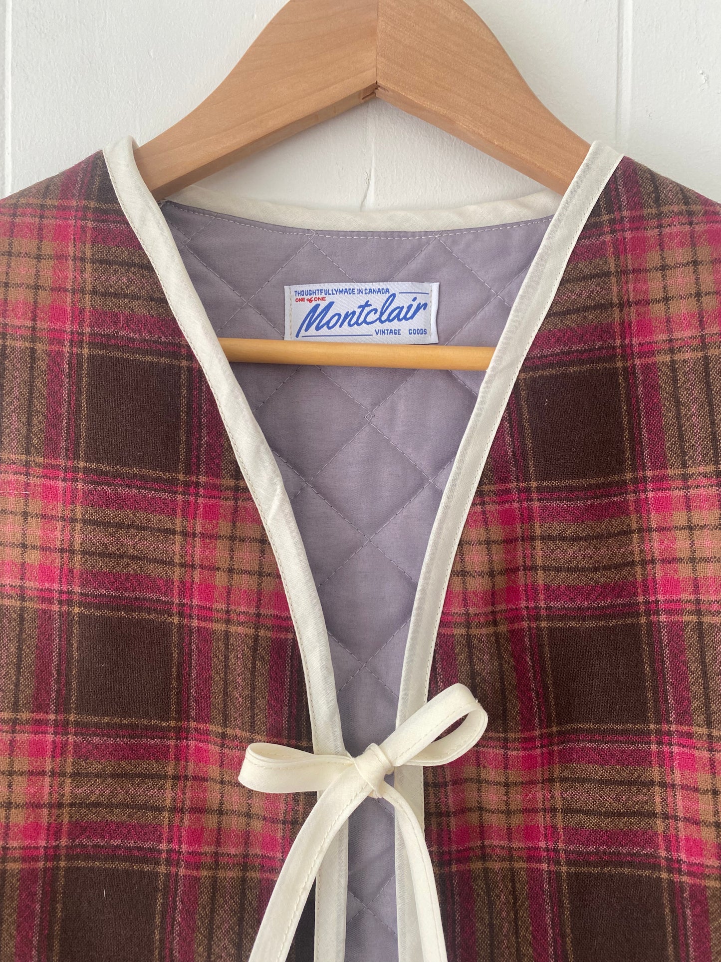 Upcycled Tie-Front Plaid Vest