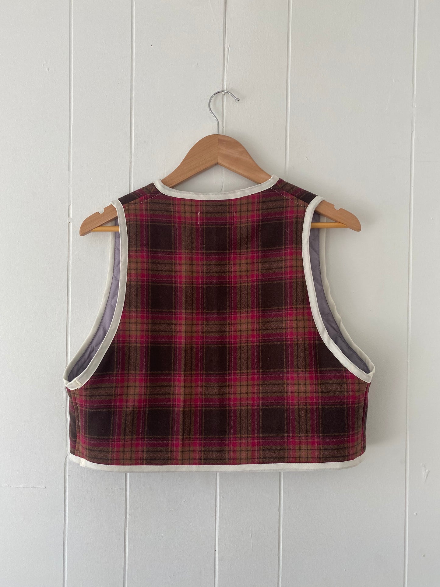 Upcycled Tie-Front Plaid Vest