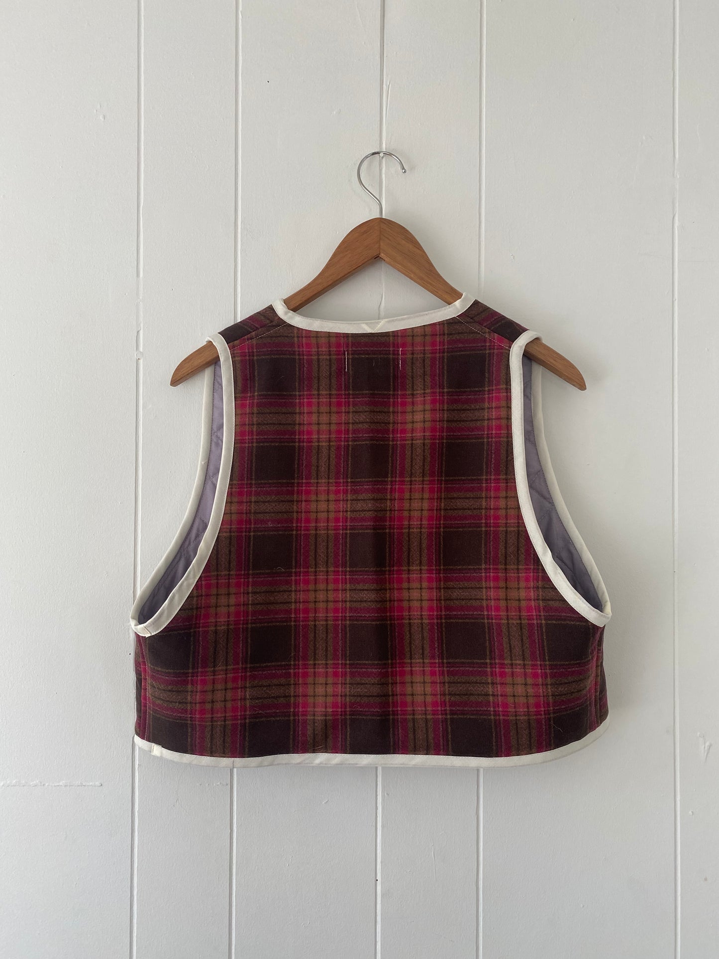 Upcycled Tie-Front Plaid Vest