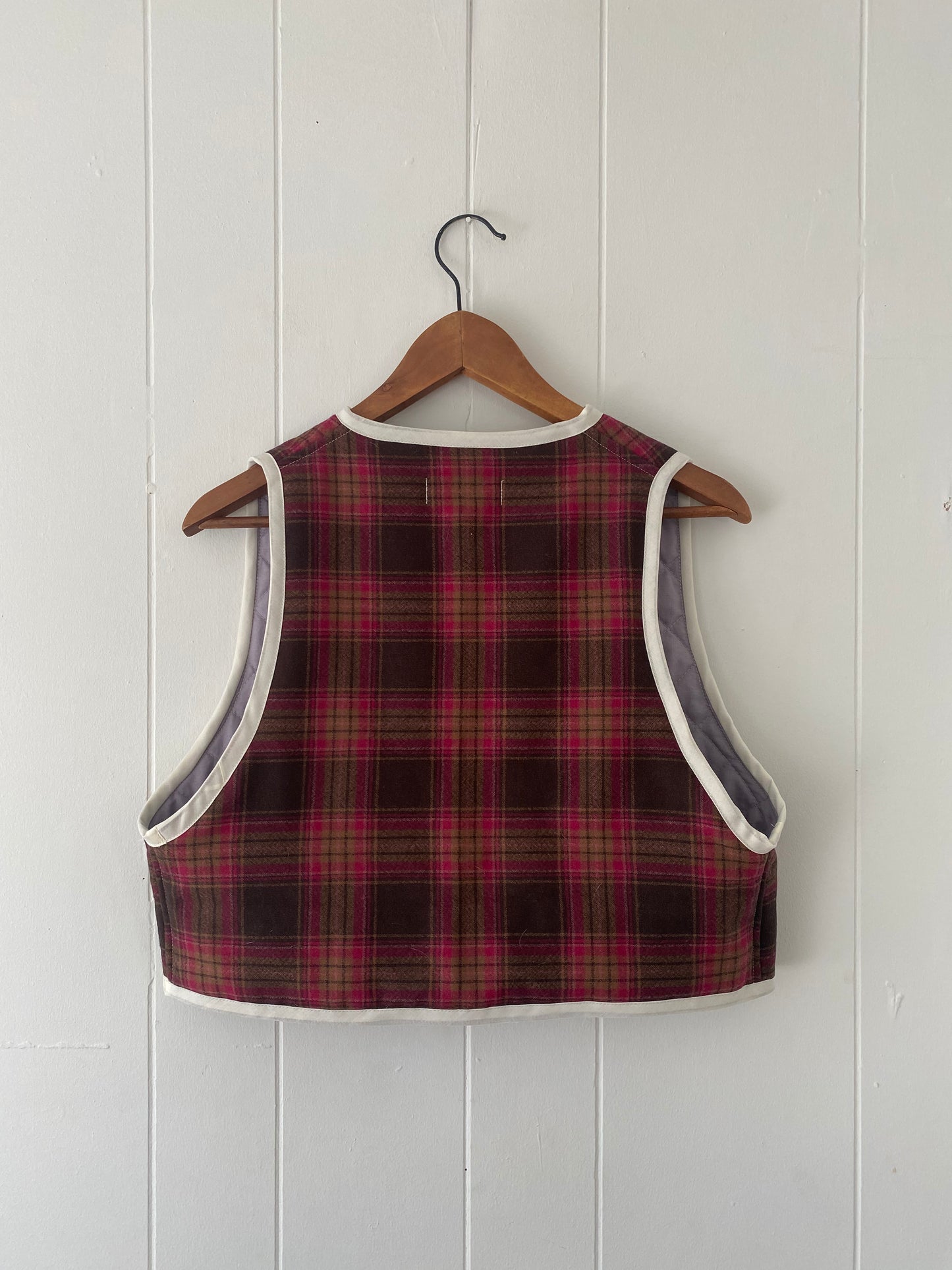 Upcycled Tie-Front Plaid Vest
