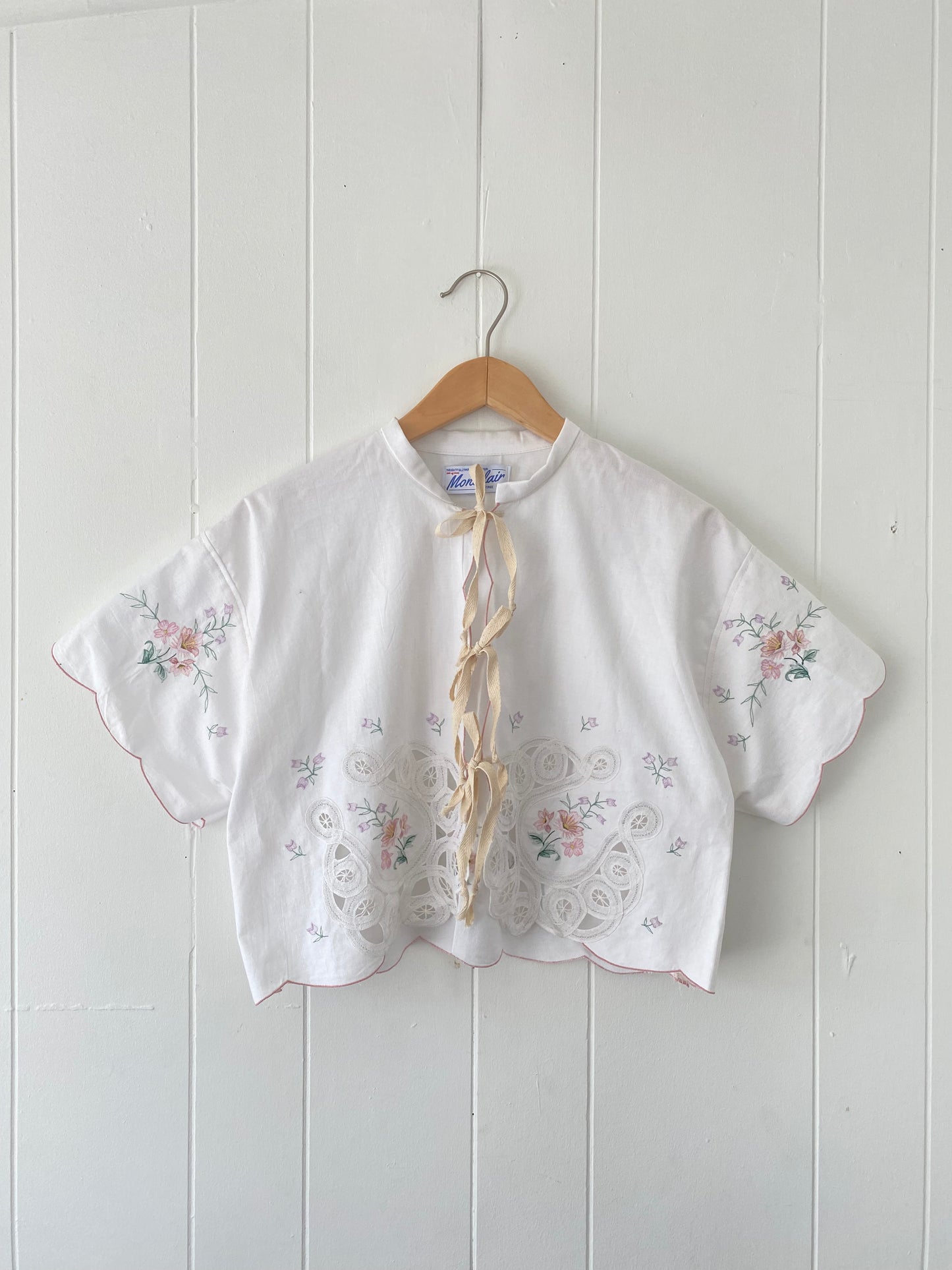 Upcycled Tie Front Horseshoe Blouse