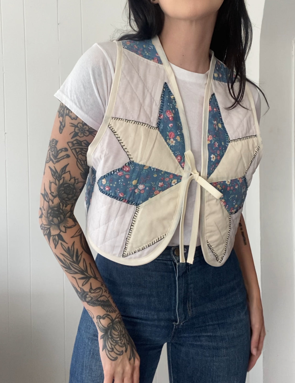 Upcycled Tie Front Quilt Vest