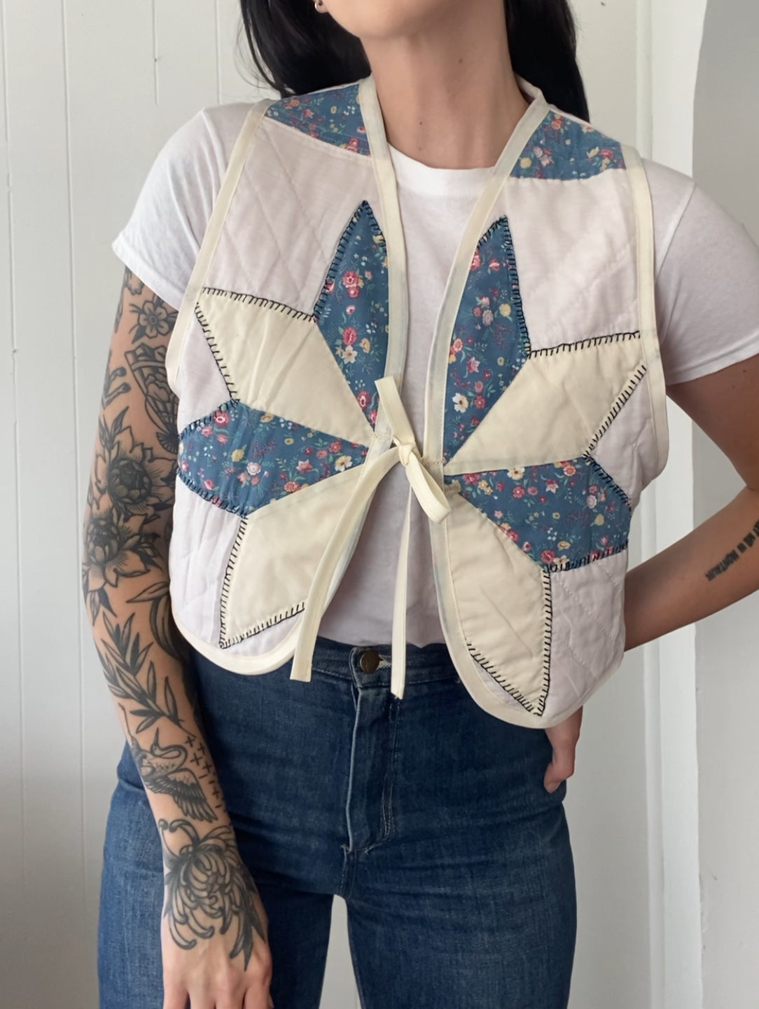 Upcycled Tie Front Quilt Vest