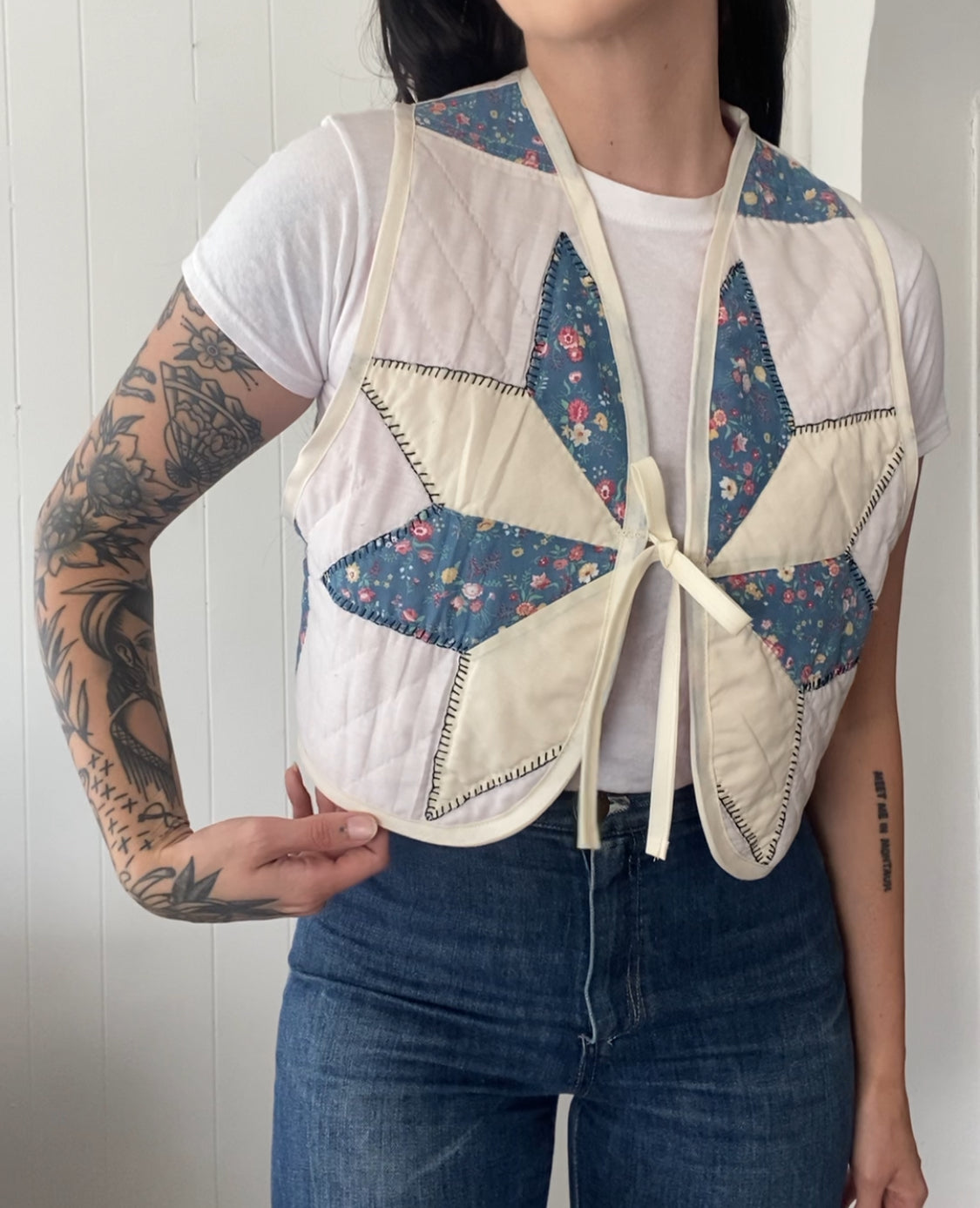 Upcycled Tie Front Quilt Vest