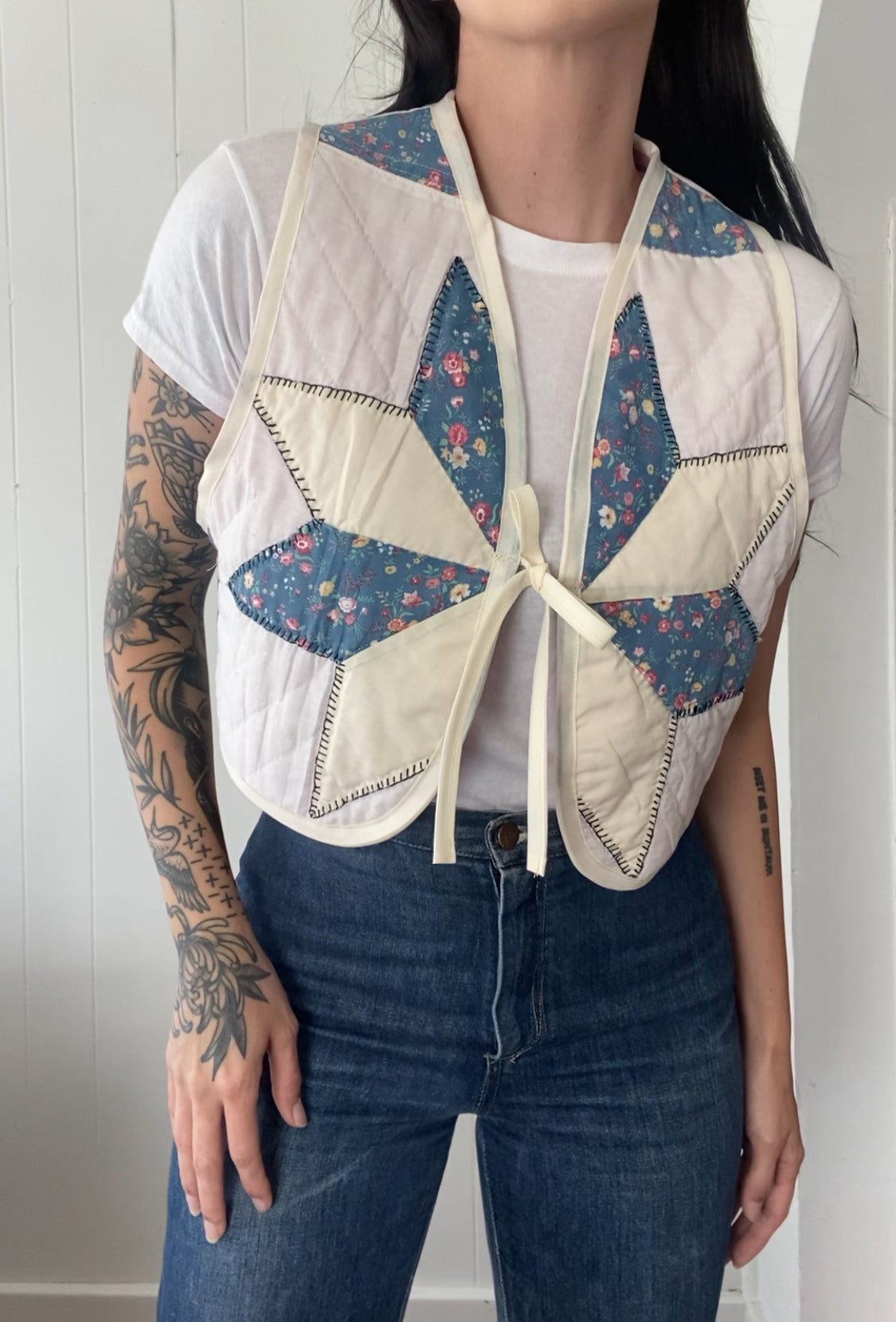 Upcycled Tie Front Quilt Vest