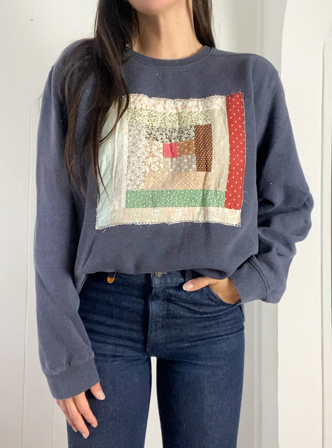 XL Vintage Quilt Block Crewneck
