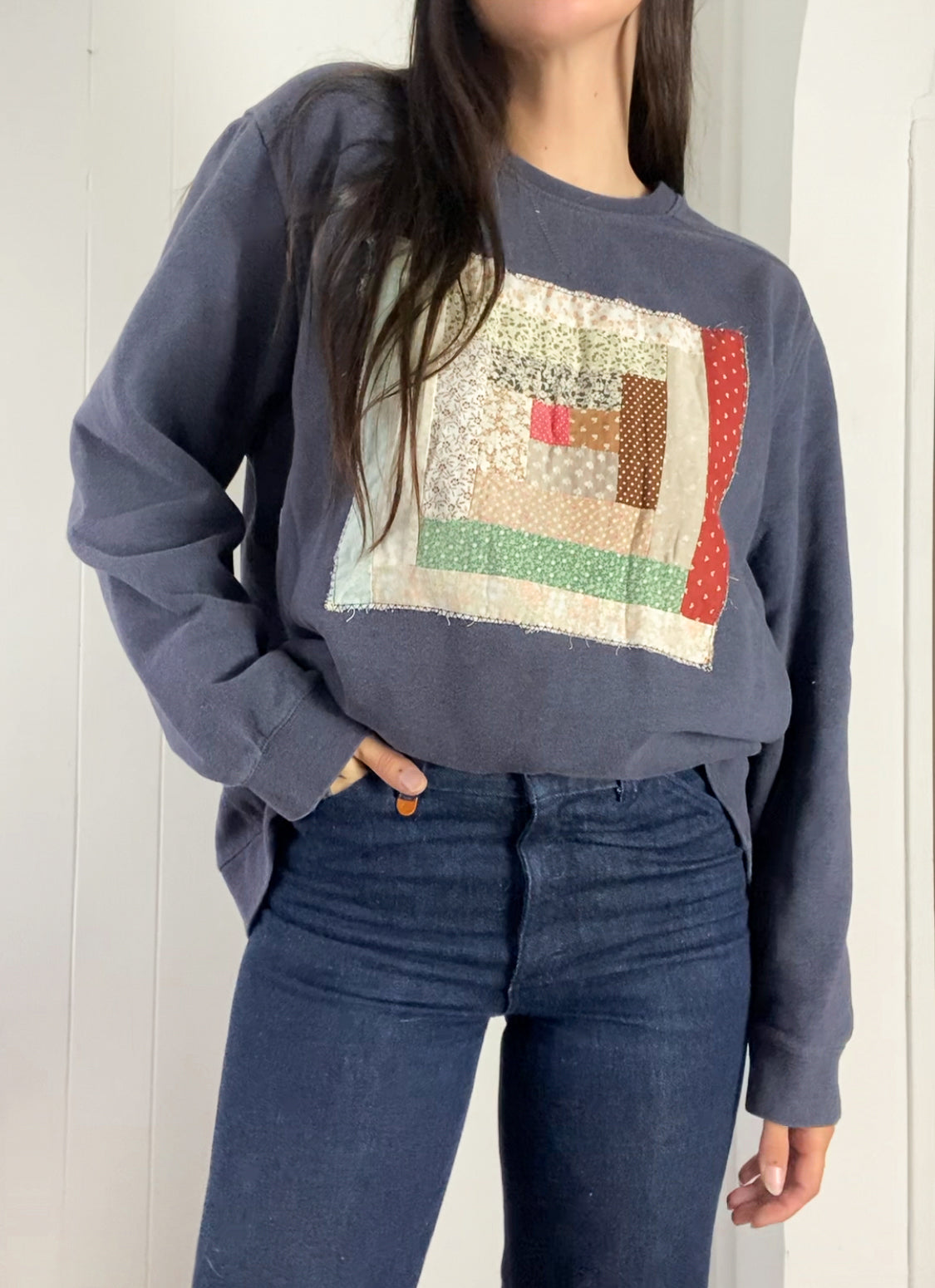 XL Vintage Quilt Block Crewneck