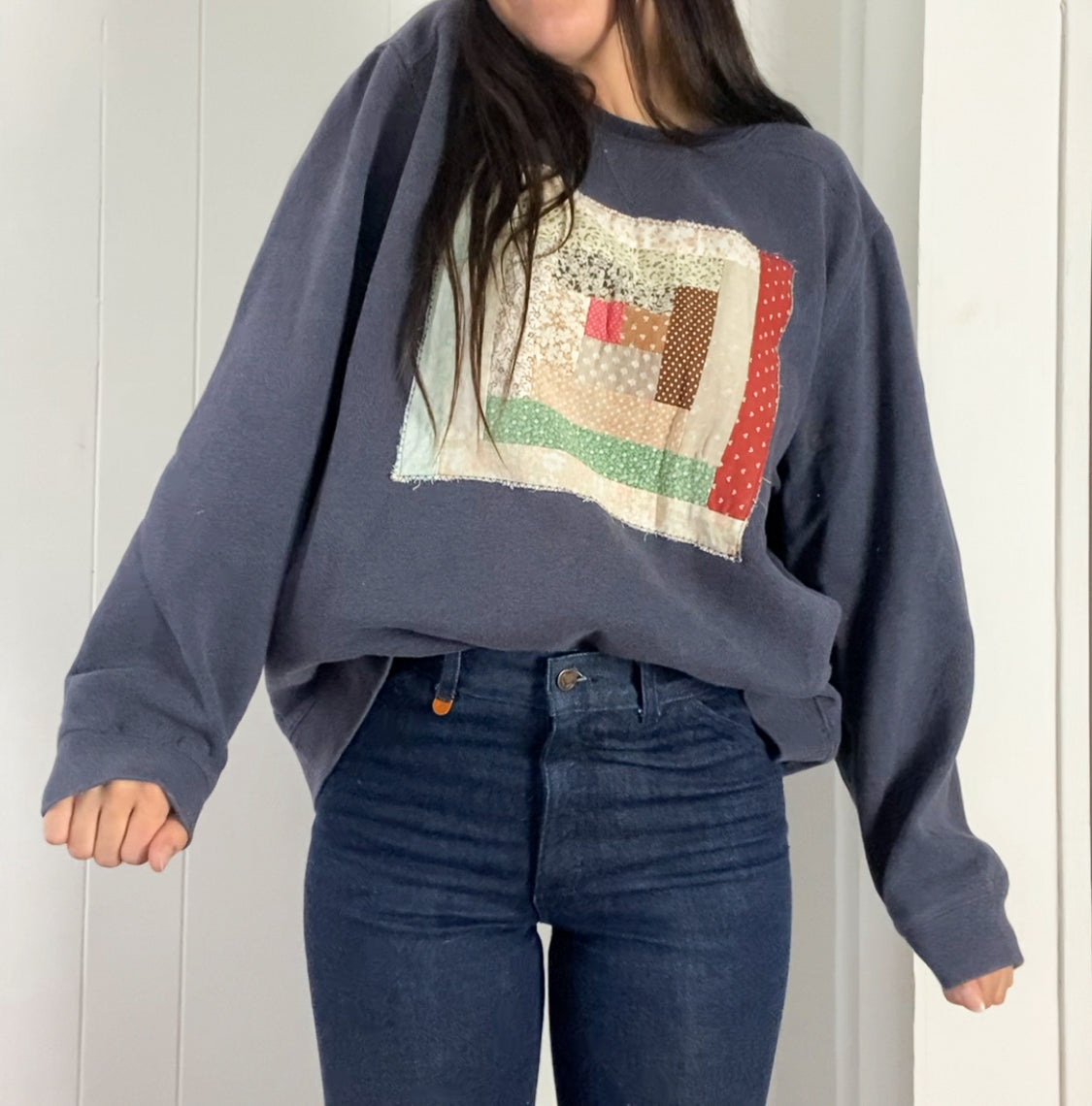 XL Vintage Quilt Block Crewneck
