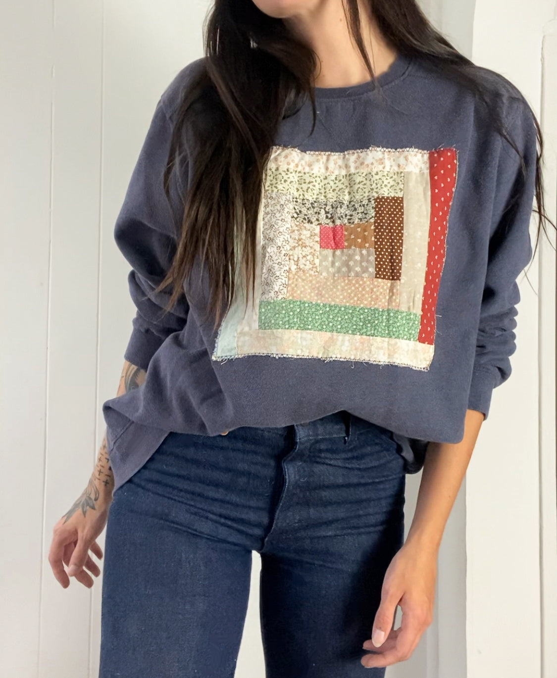 XL Vintage Quilt Block Crewneck