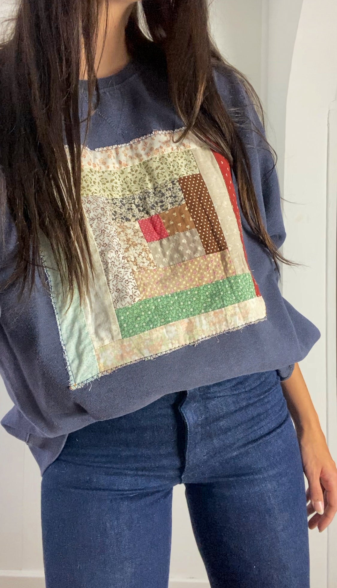 XL Vintage Quilt Block Crewneck