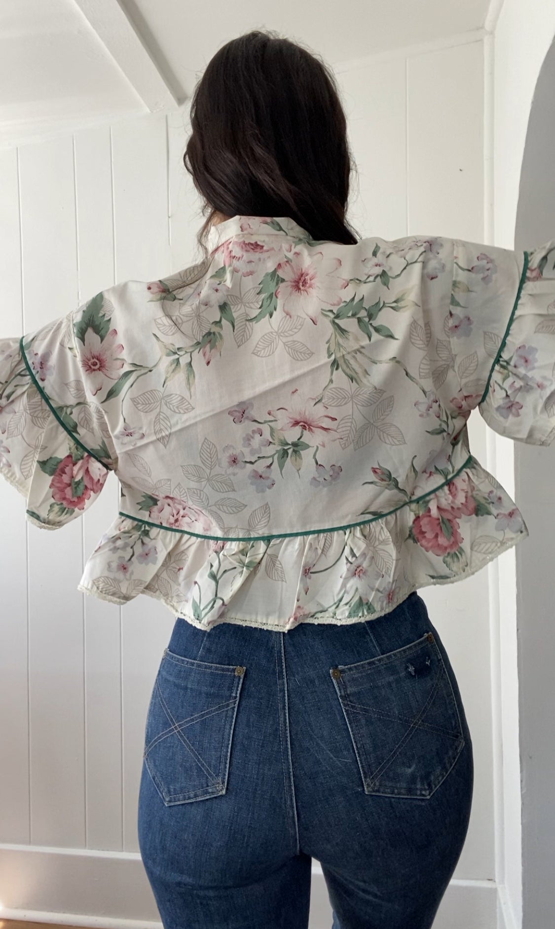 Upcycled Tie Front Blouse