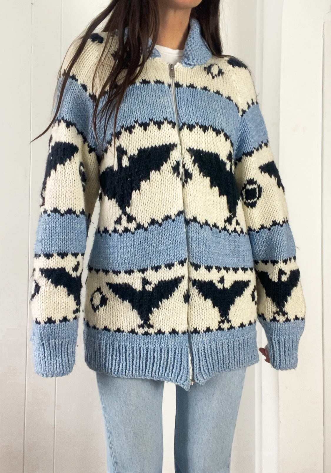 M/L 1980s Hand Knit Cardigan