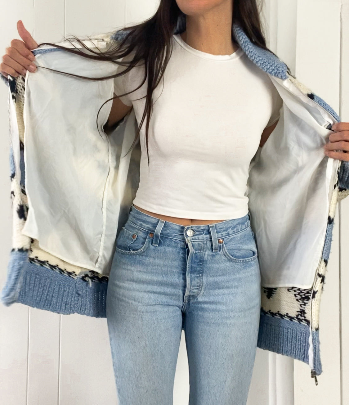 M/L 1980s Hand Knit Cardigan