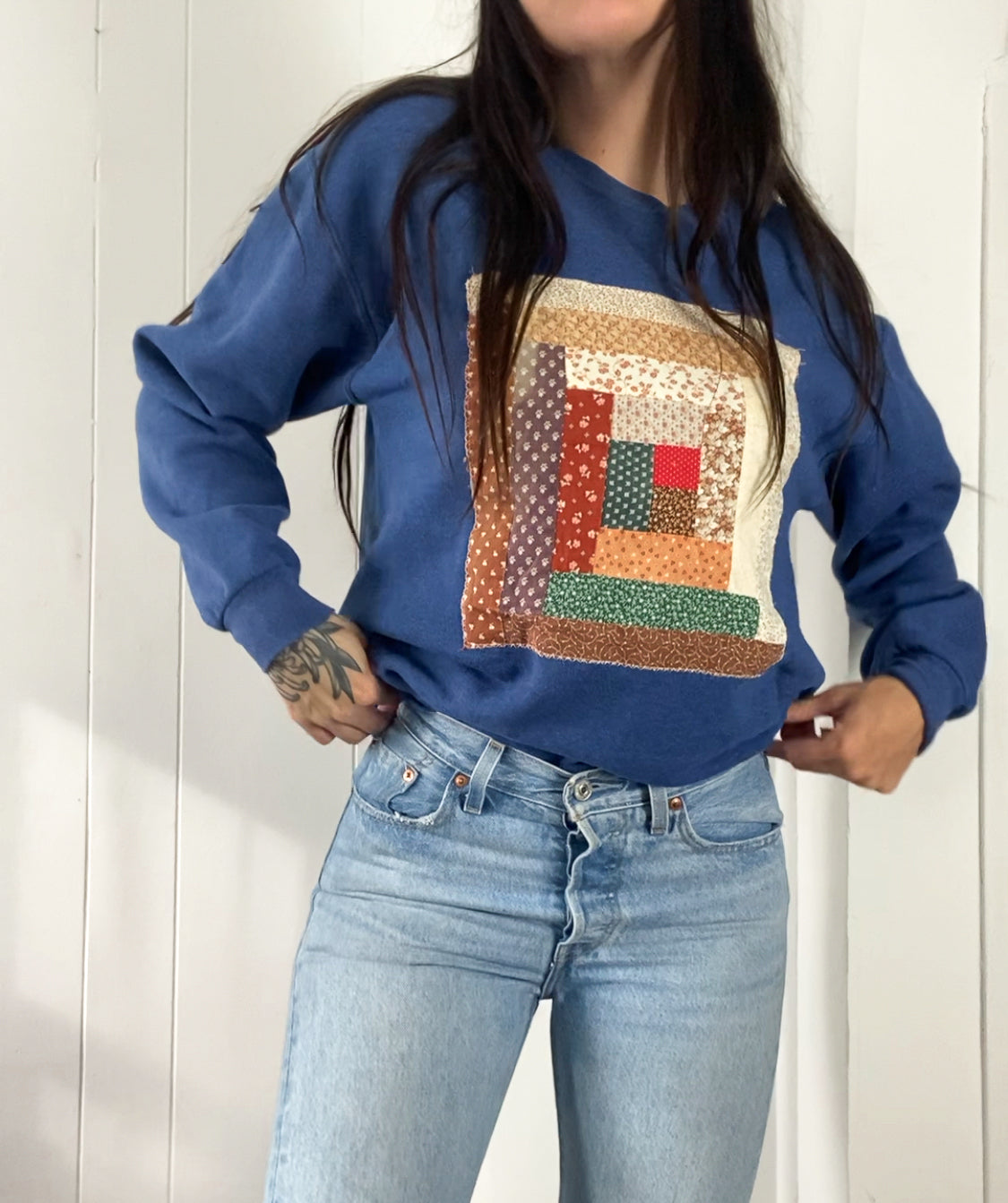 M Vintage Quilt Block Crewneck