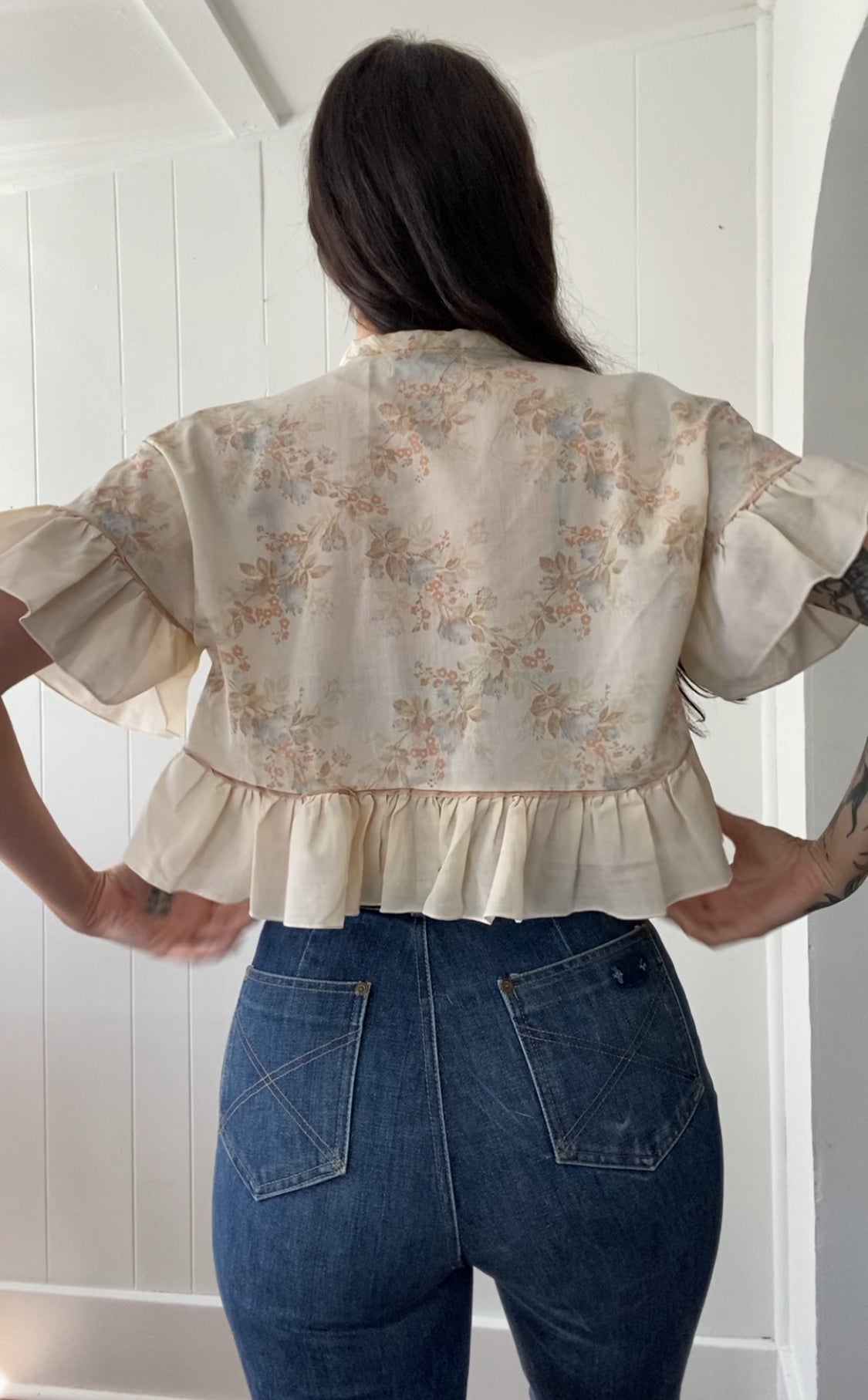 Upcycled Tie Front Blouse