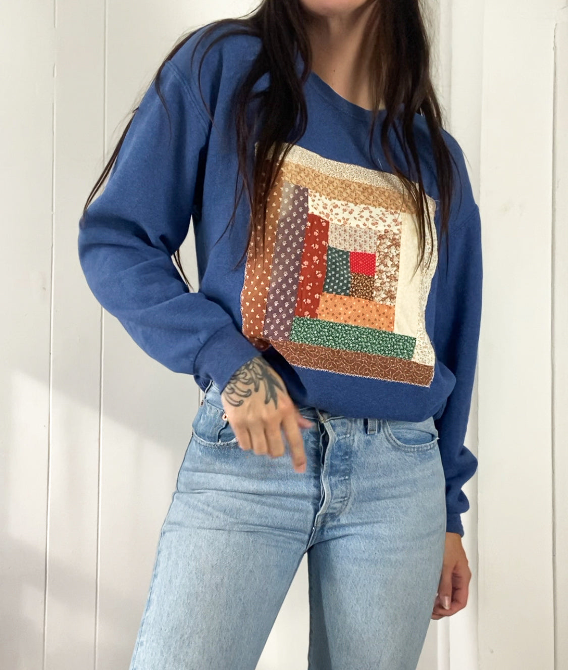 M Vintage Quilt Block Crewneck