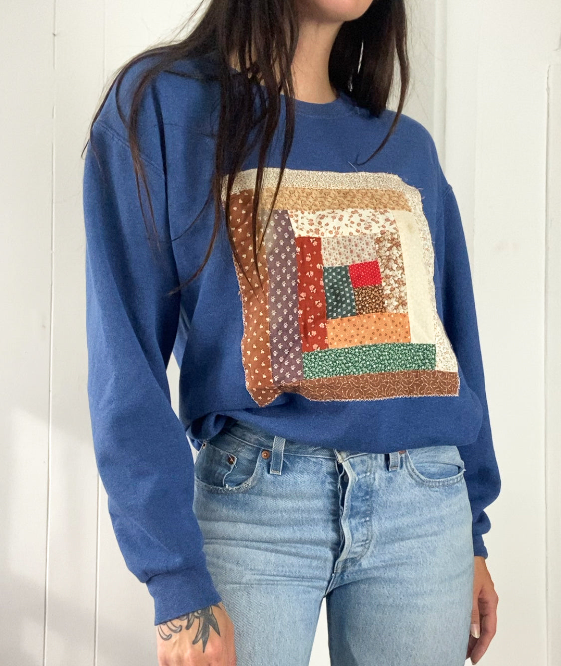 M Vintage Quilt Block Crewneck