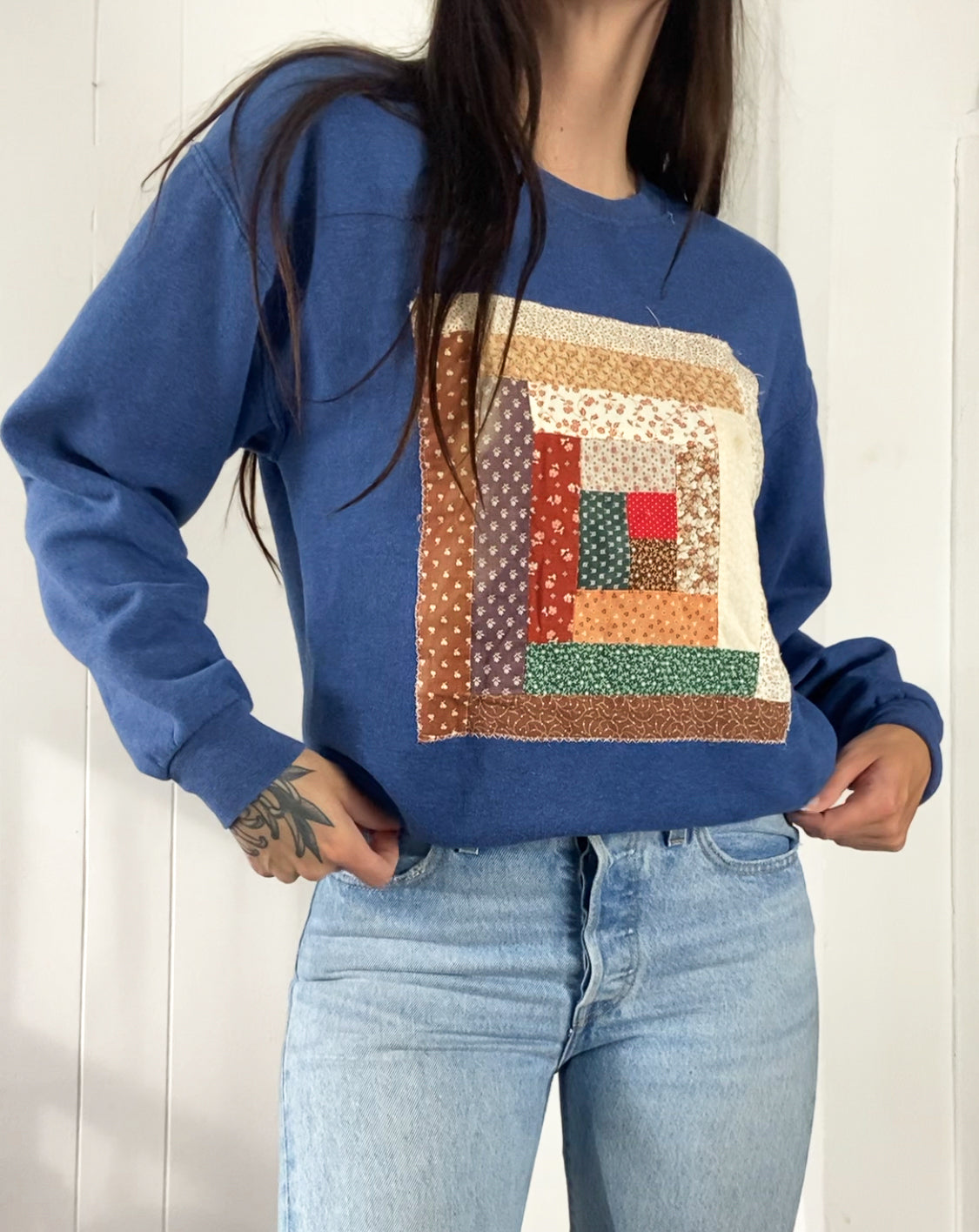 M Vintage Quilt Block Crewneck