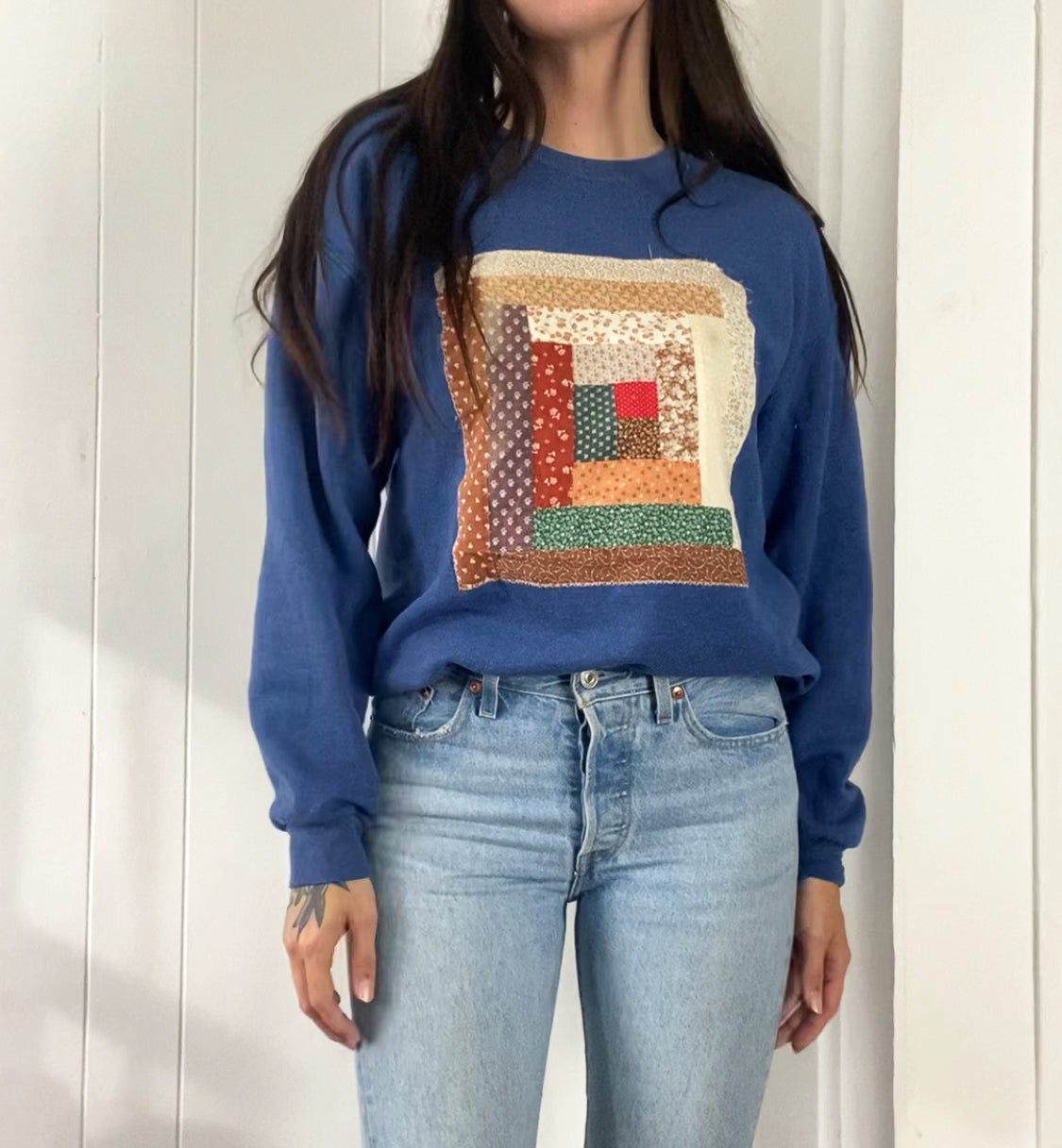 M Vintage Quilt Block Crewneck